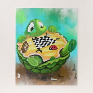 Schildpad en lieveheersbeestje spelen Schaak Puzze Legpuzzel
