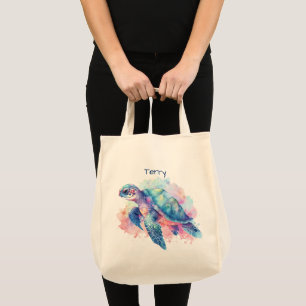 Schildpad en walvis gepersonaliseerd tote bag