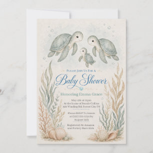 Schildpad Familie Boho Baby Shower Uitnodiging