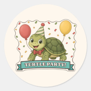 Schildpad Feestje Schattige Schildpad in een Feest Ronde Sticker