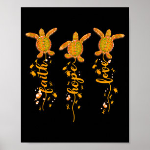 Schildpad geloof hoop liefde oranje lint ms bewust poster