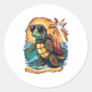 Schildpad Hawaiaanse Zeeschildpadden Hawaï Tropisc Ronde Sticker