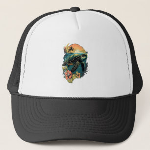 Schildpad Hawaiaanse Zeeschildpadden Hibiscus Bloe Trucker Pet