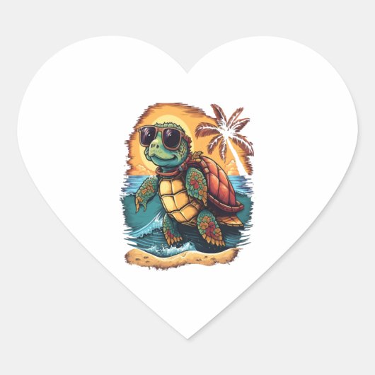 Schildpad Hawaiiaans Zee Schildpadden Hawaii Tropi Hart Sticker (Voorkant)