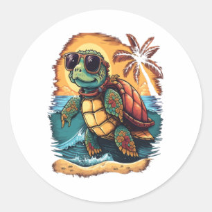 Schildpad Hawaiiaans Zee Schildpadden Hawaii Tropi Ronde Sticker