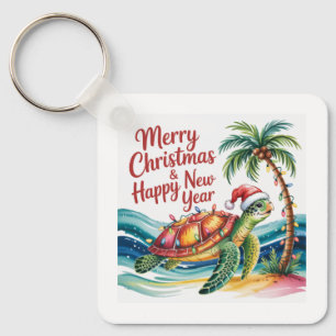 Schildpad in Christmas Paradise Custom Sleutelhanger