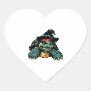 Schildpad in Heks Pet Halloween Spooky Fun Hart Sticker