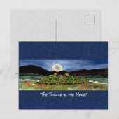 Schildpad in het Briefkaart van de Maan Whimsical  (Voorkant / Achterkant)