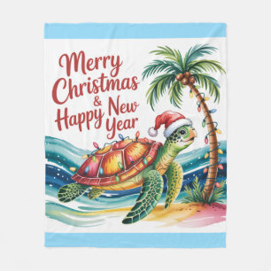 Schildpad in het kerstparadijs fleece deken