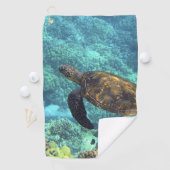 Schildpad in het zee golfhanddoek (Insitu)