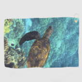 Schildpad in het zee golfhanddoek (Horizontaal)