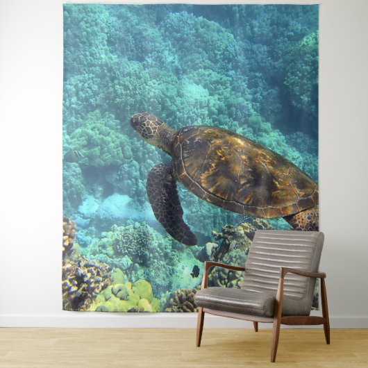 Schildpad in het zee wandkleed (In situ)
