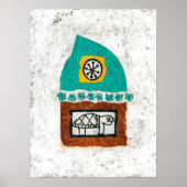 Schildpad Jeukende vis gaat naar markt Poster Wall (Voorkant)