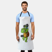 Schildpad karakter met dumbbell gewichten pose schort (Gedragen)