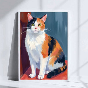 Schildpad Kat   Waterverf Mooie Kitten Kat Huisdie Poster