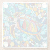 Schildpad Kleurrijke mozaïek kunst Glazen Onderzetter (Achterkant)