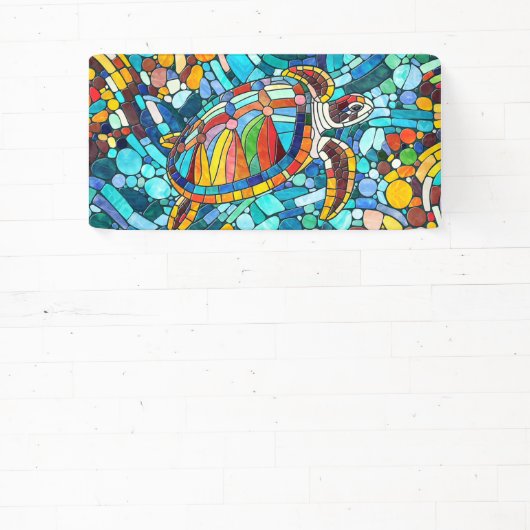 Schildpad Kleurrijke mozaïek kunst Spandoek (Insitu)