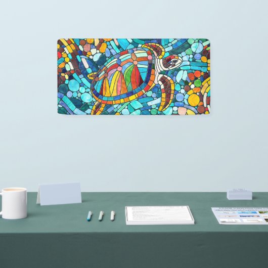 Schildpad Kleurrijke mozaïek kunst Spandoek (Beurs)