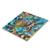Schildpad Kleurrijke mozaïek kunst Tegeltje (Zijkant)
