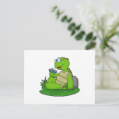 Schildpad Leest Boek Briefkaart (Staand voorkant)