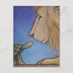 schildpad leeuw briefkaart