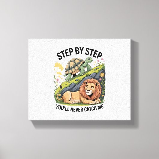 Schildpad Leeuw Grappig Canvas Afdruk (Voorkant)