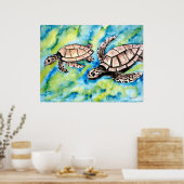 schildpad liefdespaar zee schildpadden kunst poste poster (Keuken)