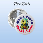 Schildpad, maak de aarde weer geweldig, Schattigee Ronde Button 3,2 Cm