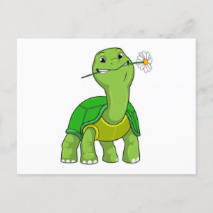 Schildpad met Bloem Daisy Briefkaart