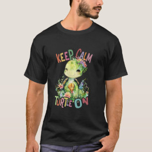 Schildpad met bloemen schattige schildpadden afges t-shirt