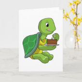 Schildpad met cake kaart (Gele Bloem)