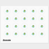 Schildpad met Drink in water Ronde Sticker (Vel)