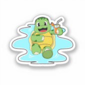 Schildpad met Drink in water Sticker (Voorkant)
