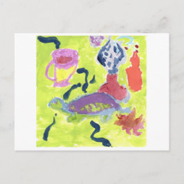 schildpad met een kopje thee-briefkaart briefkaart