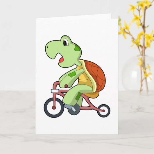 Schildpad met fiets kaart (Gele Bloem)
