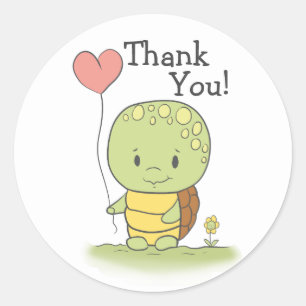 Schildpad Met Hartballon Bedankt Klassiek Ro Ronde Sticker