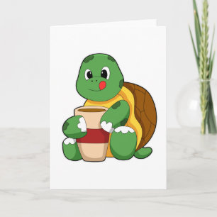 Schildpad met kopje koffie kaart