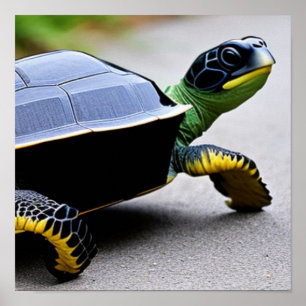 Schildpad met metalen schild Concept Art Poster