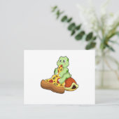 Schildpad met pizza briefkaart (Staand voorkant)