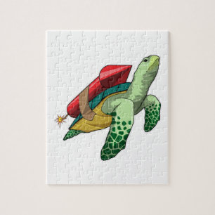 Schildpad met raket legpuzzel