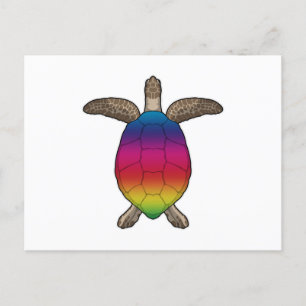Schildpad met regenboogkleuren briefkaart
