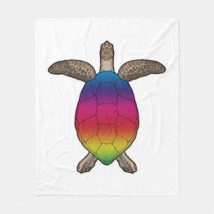 Schildpad met regenboogkleuren fleece deken