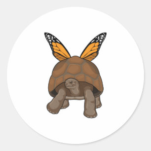 Schildpad met regenboogkleuren ronde sticker