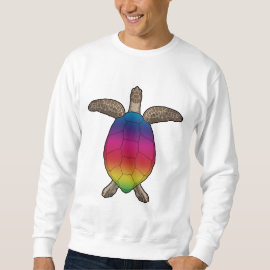 Schildpad met regenboogkleuren trui (Voorkant)