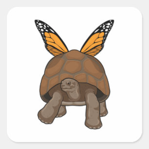 Schildpad met regenboogkleuren vierkante sticker