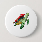 Schildpad met Rocket Ronde Button 7,6 Cm (Voorkant)