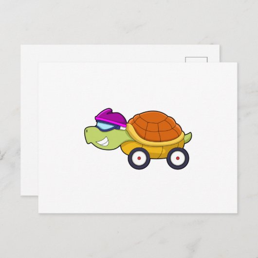 Schildpad met schild als auto briefkaart (Voorkant / Achterkant)