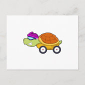 Schildpad met schild als auto briefkaart (Voorkant)