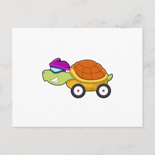 Schildpad met schild als auto briefkaart (Voorkant)