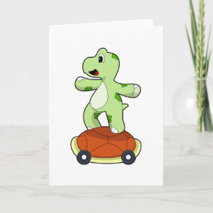 Schildpad met schild als skateboard kaart